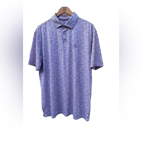 RHOBACK Men’s Performance Polo Sz XL American Icons USA White Golf Stretch Shirt - Picture 2 of 11